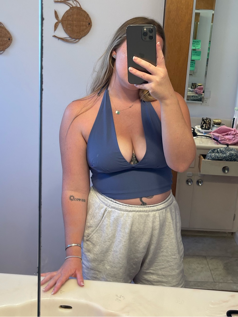 Abercrombie & Fitch Slate Blue Halter Crop Top